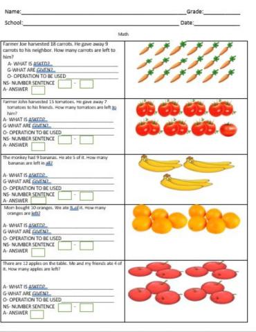 Subtraction word problem