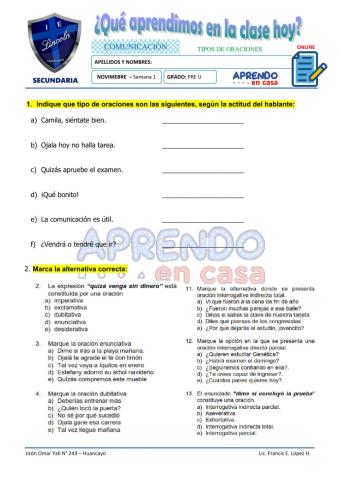 Prac. tipos de oracion SEGUN ACTITUD