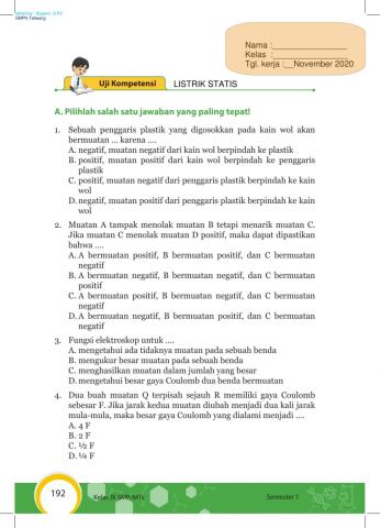 Uji kompetensi listrik statis