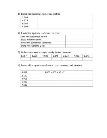 Numeración 4 cifras