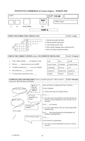 5th Year Marzo 2018 Mod1