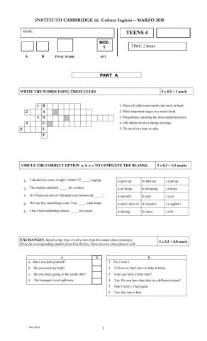 Teens 4 Marzo 2018 Mod1