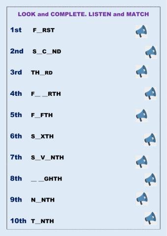 Complete, listen and match.