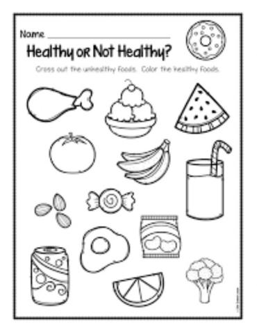 Healthy and Unhealthy Foods for children