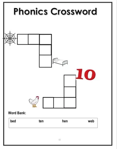 Phonics- crossword
