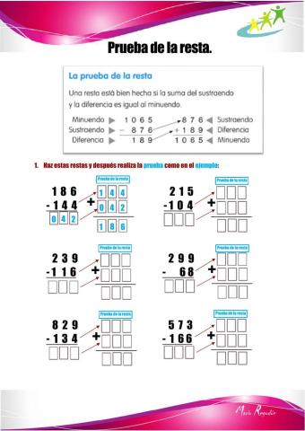 Prueba de la resta