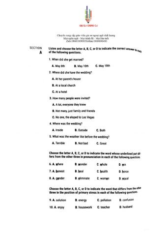 English 10 - 60' Test 1 (Test 28)