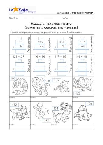 Ficha interactiva de repaso: SUMAS 2 nº con llevadas-UD2