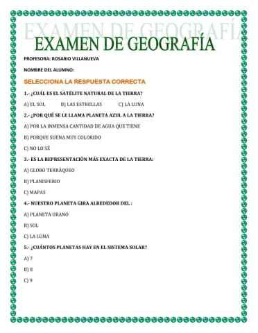 Evaluación geografía