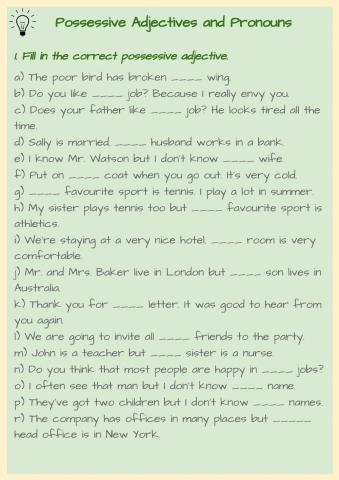 Possessive Adjectives and Pronouns