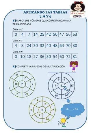 Aplicando tablas del 7, 8 y 9