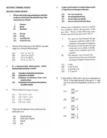 Csec physics mcq section b