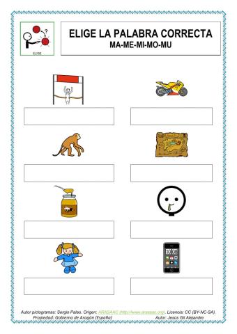 Escribe palabras con MA ME MI MO MU