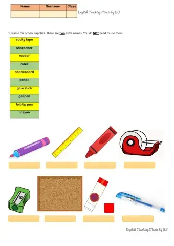 Brainy 4: Unit 2: School supplies - drag and drop