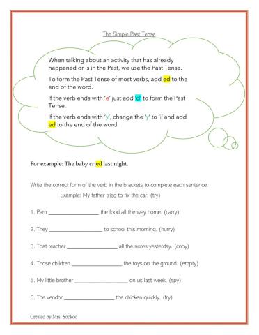 Simple Past Tense with y