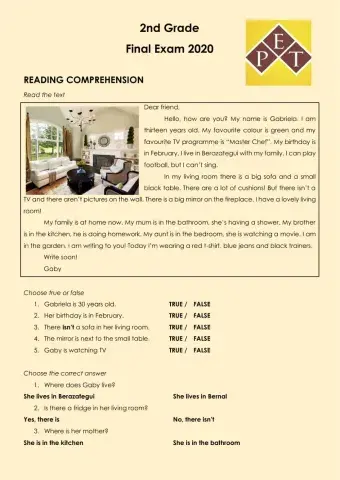 2nd grade Final Exam 2020