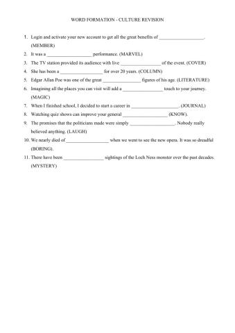 Word formation - Culture