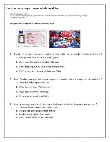 Les rites de passages - le permis de conduire