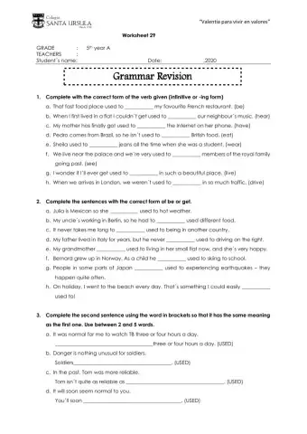 B2: used to - be used to - get used to