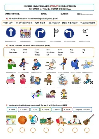 5th Grade 1. Dönem 1. Yazılı Sınav