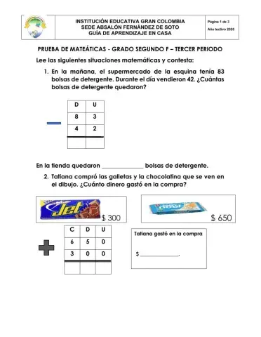 Prueba de matemáticas