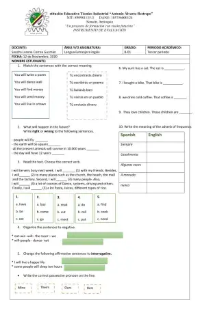 Final exam third period