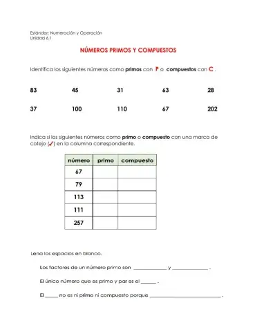 Números Primos y Cmpuestos