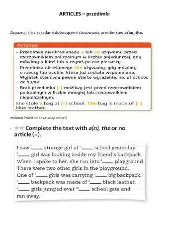 Articles - przedimki