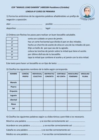 6º Lengua Tema 2 Repaso