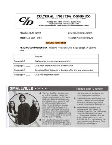 Second term test - adults 6 2020