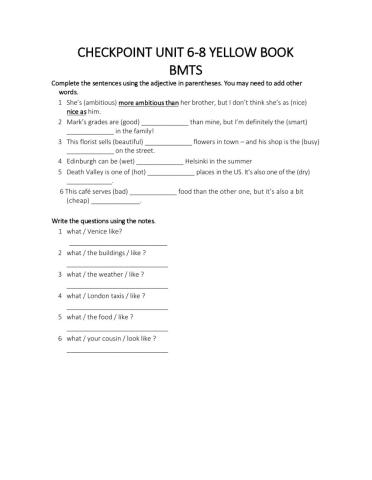 Checkpoint Unit6-8 Yellow Book