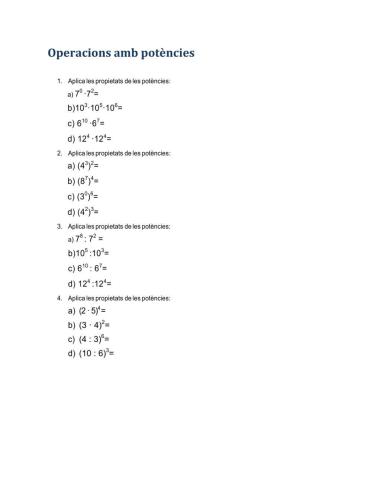 Operacions amb potències