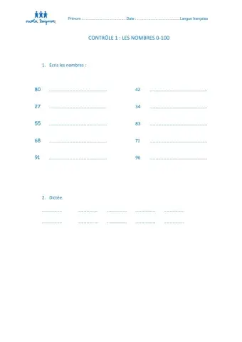 Les nombres 0-100