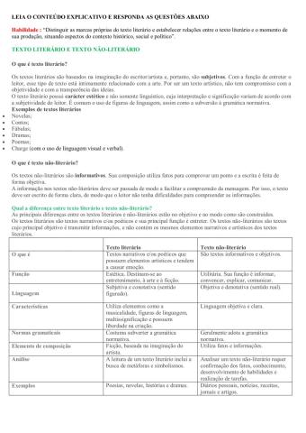 Texto Literário e não Literário