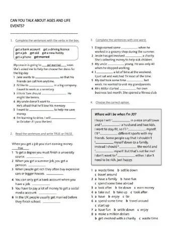 Vocabulary: can you talk about life events and lifestyle choices?