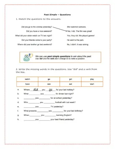 Past simple- questions