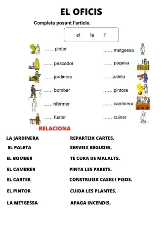 Relacionar frases oficis