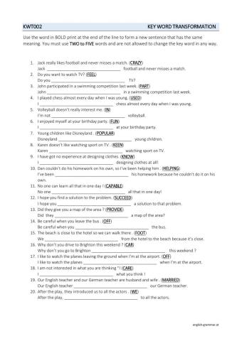 Rewrite sentences B1-B2 2