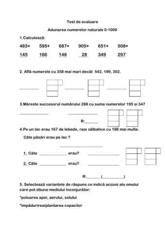 Evaluare-Adunarea 0-1000 cu trecere peste ordin