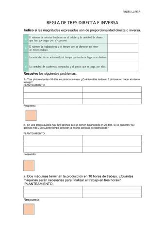 Regla de tres directa e inversa