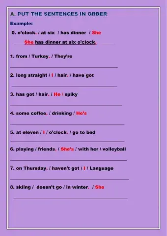 Put the sentences in order