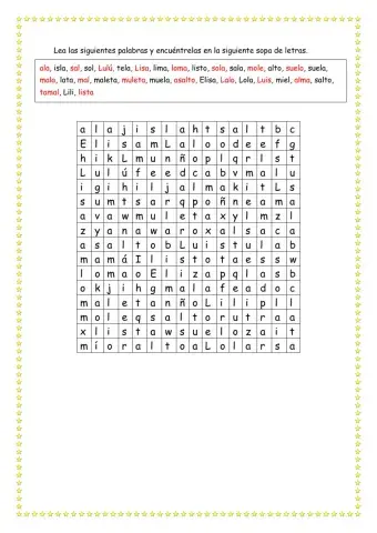 Palabras con la letra l