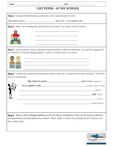 List poem - at my school