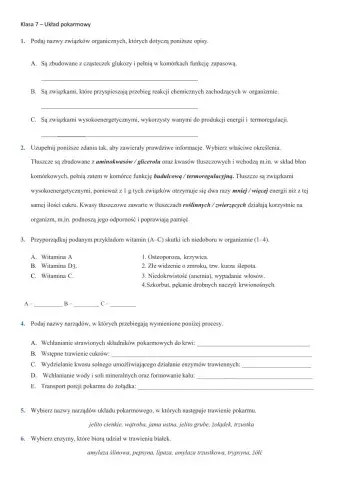 Klasa 7 - układ pokarmowy