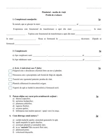 Evaluare-Pamantul -mediu de viata