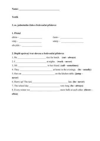 Adverbs of frequency, Project 2