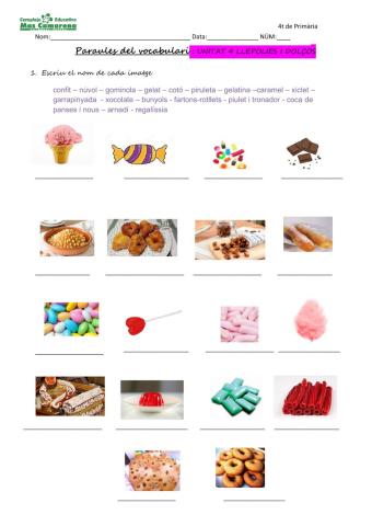 Vocabulari 4 Llepolies i dolços