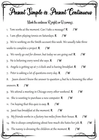 Present Simple vs. Present Continuous