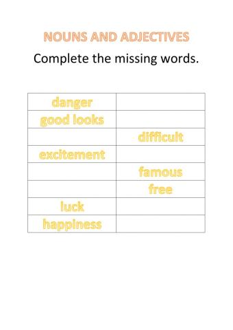 Nouns and adjectives