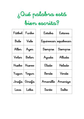¿Qué palabra está bien escrita?